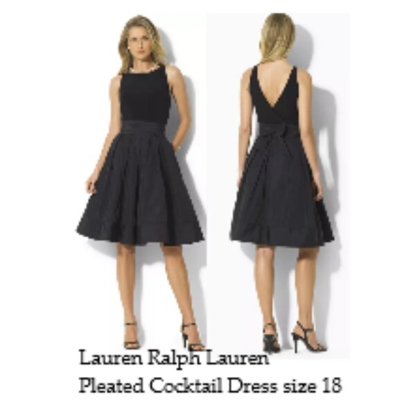 Lauren Ralph Lauren Yuri Taffeta & Jersey Cocktail Dress 18